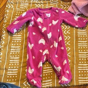 Pink Chicken Print Kids 0-3 month footed pajama One Piece